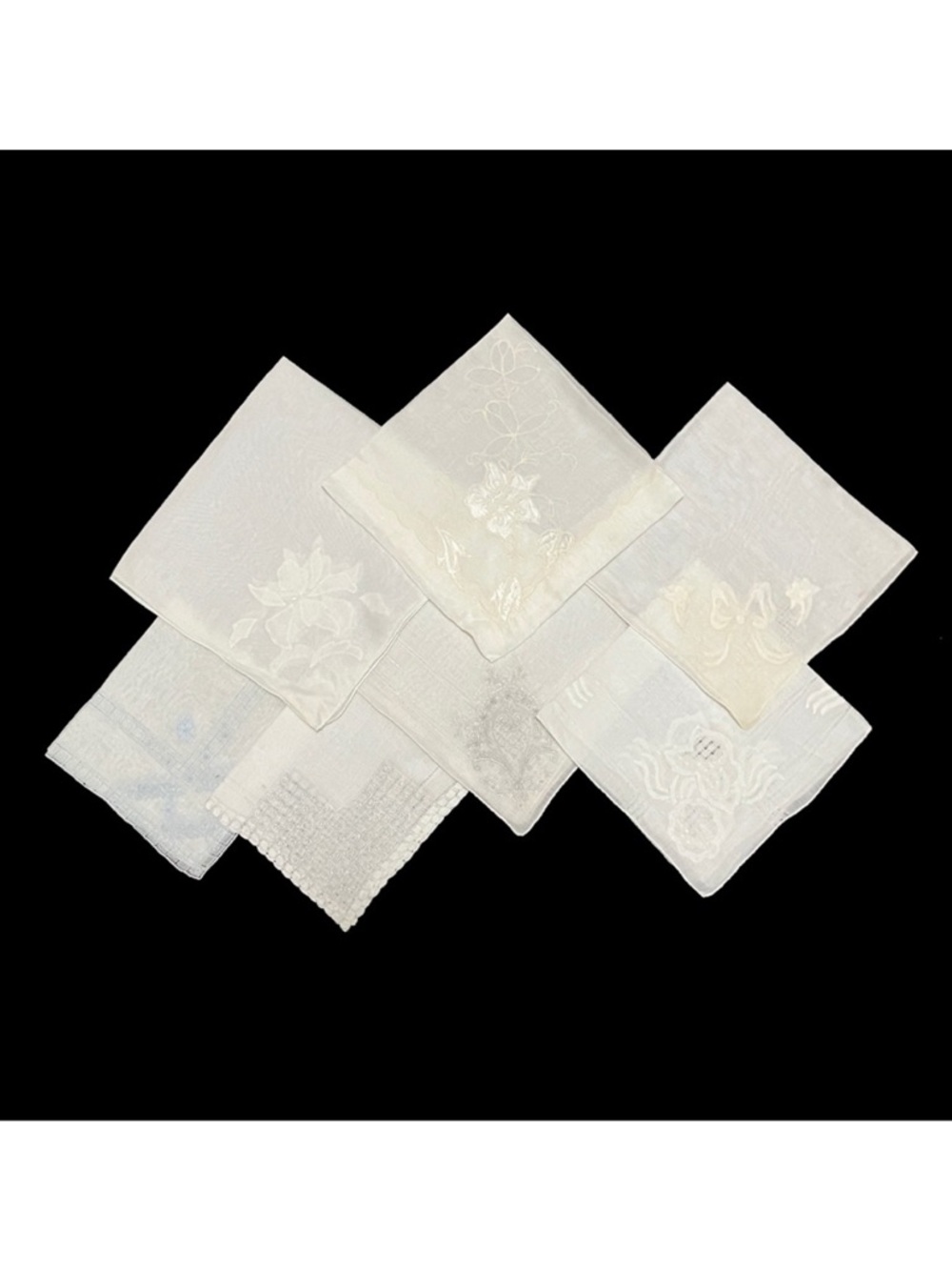 7 Vintage White Handkerchiefs